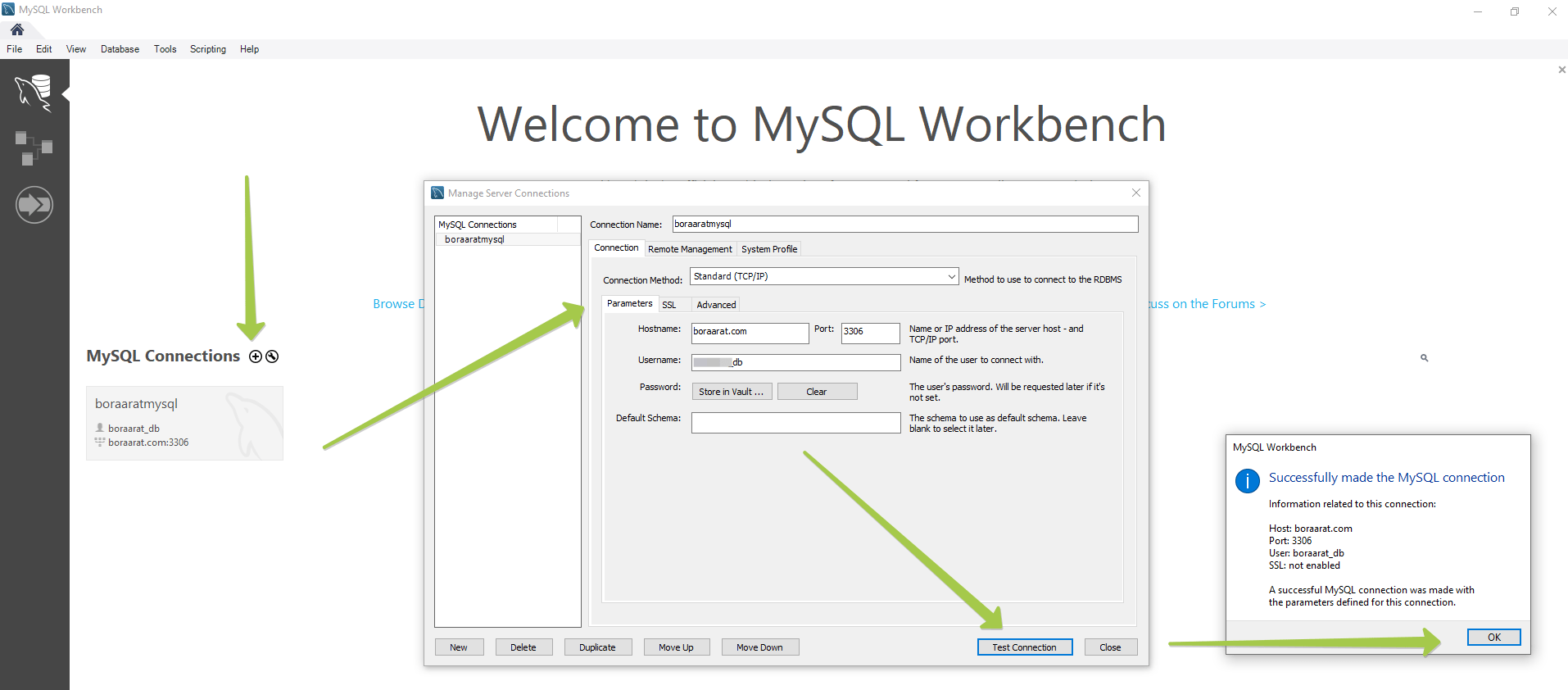 Mysql Workbench yapılandırma