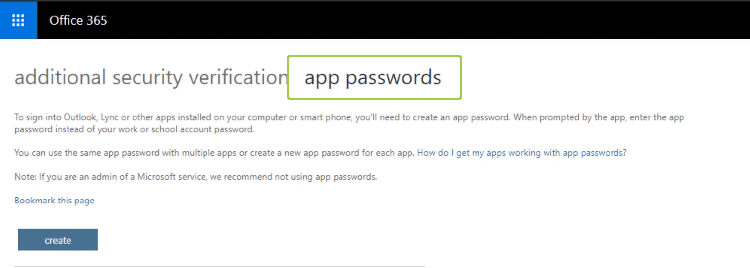 Azure Multi Factor App passwords uygulama şifreleri