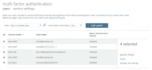bulk update ve MFA enforce