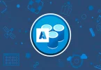 Azure Arc ile SQL Server lisanslamasını temsil eden mavi soyut kompozisyon