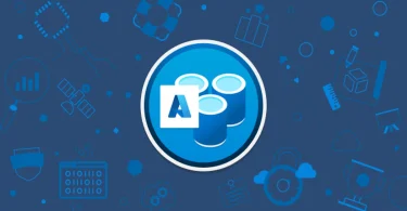 Azure Arc ile SQL Server lisanslamasını temsil eden mavi soyut kompozisyon