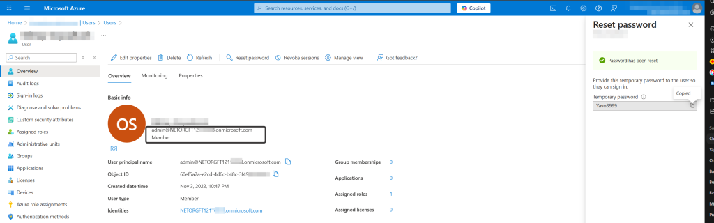 Microsoft 365 kullanıcı listesinde GoDaddy NETORG admin hesabı