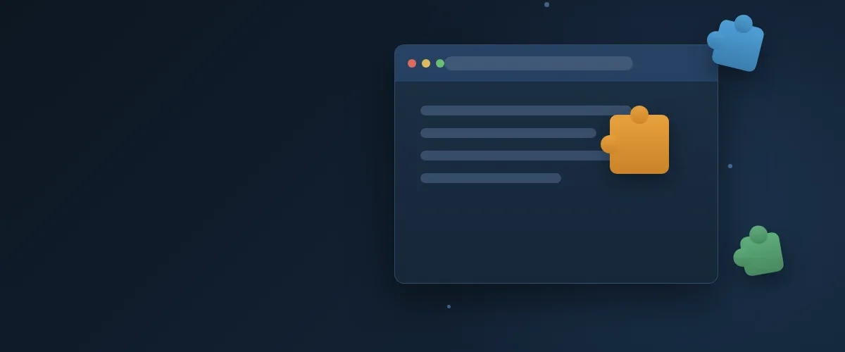 Chrome araç çubuğu ve eklenti simgelerini temsil eden soyut illüstrasyon