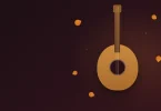 Coco filmini çağrıştıran gitar ve turuncu yapraklardan oluşan illüstrasyon