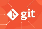 Git logosu, kırmızı arka plan üzerinde dallanma simgesi