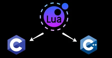 Lua programlama dilinin logosu ve C, C++ dilleriyle bağlantısını gösteren şema