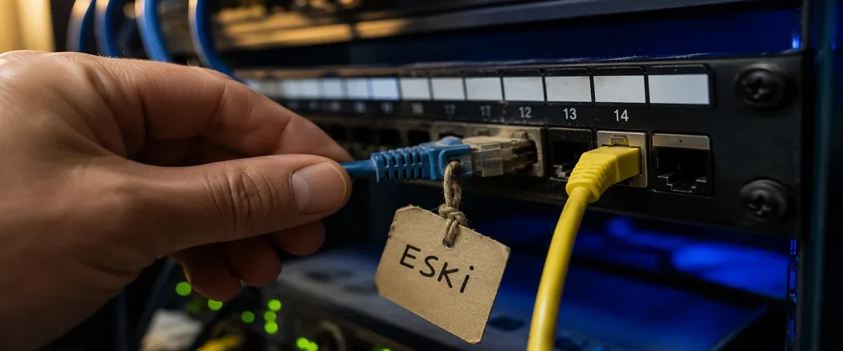Office 365 Outlook Autodiscover sorununu çözen teknisyenin eski etiketli patch panel portundan kabloyu çıkarıp yeni porta taktığı an