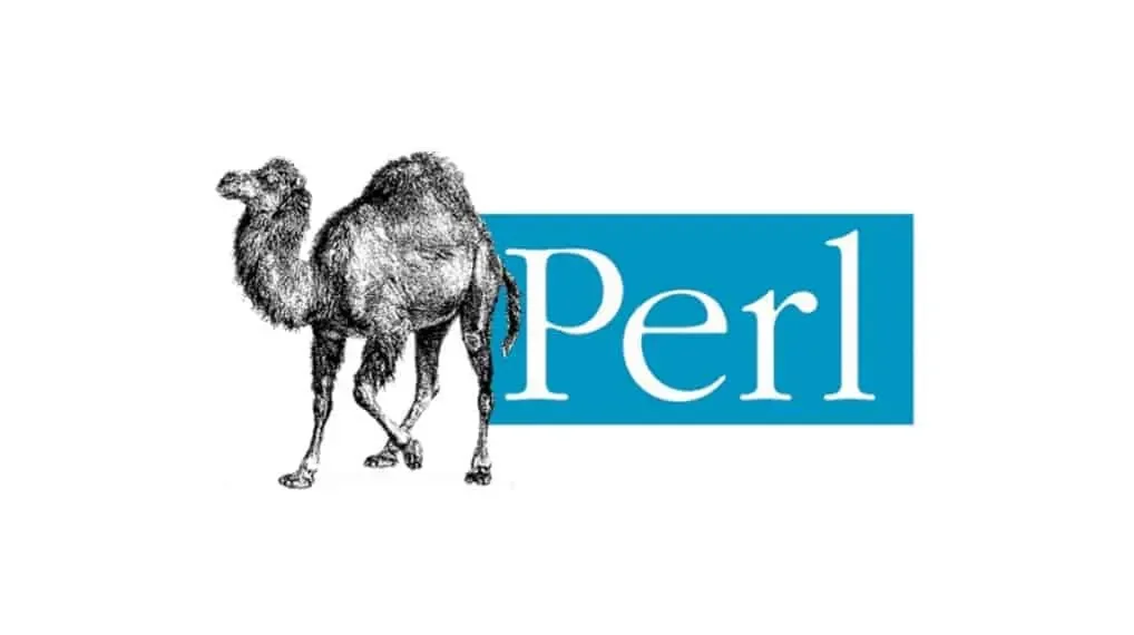 Perl programlama dilinin deve logosu ve Perl yazısı