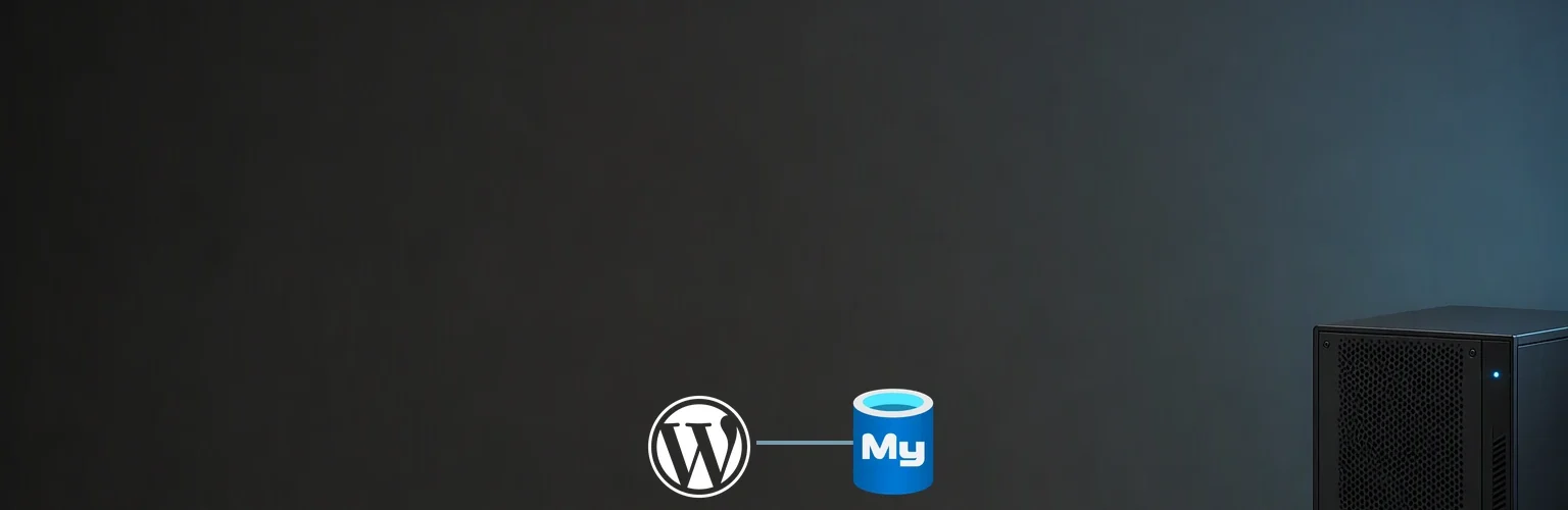 WordPress ile Azure Database for MySQL hizmetini gösteren ürün simgeleri